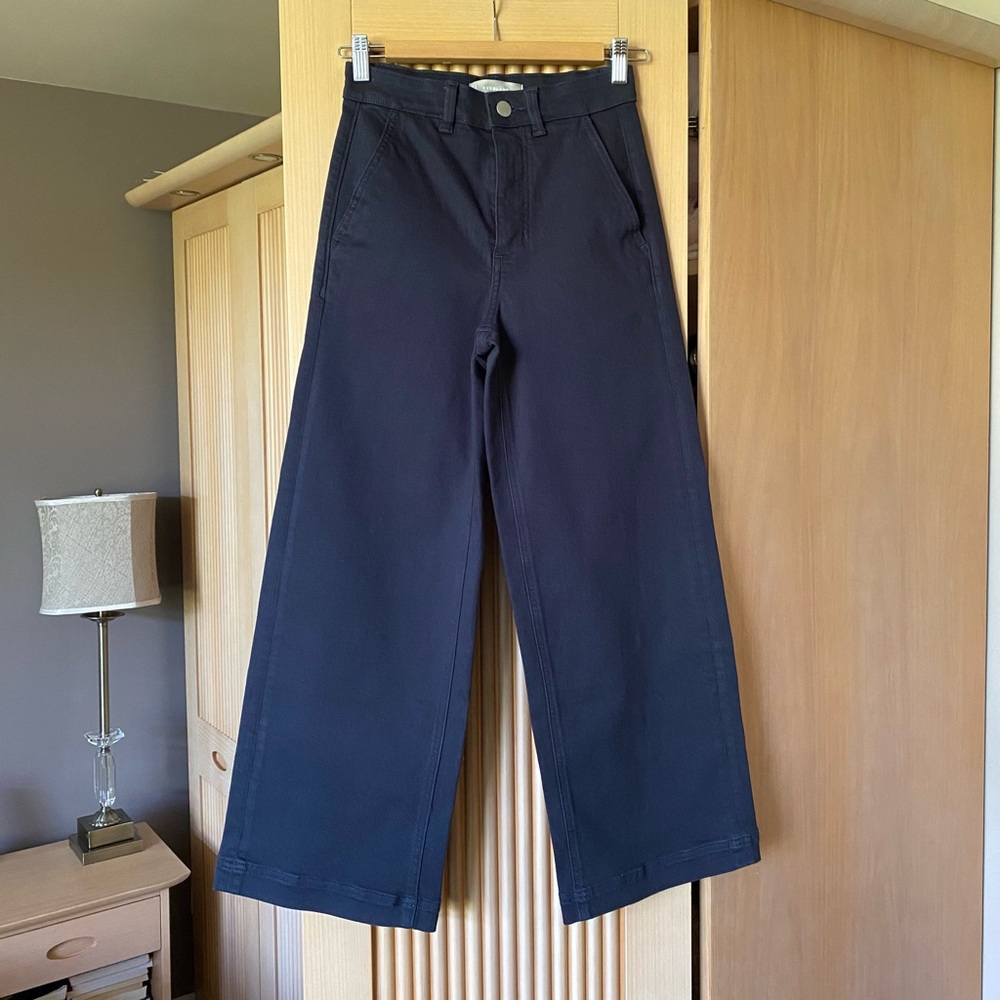 Everlane Navy Wide-Leg Flare Jeans